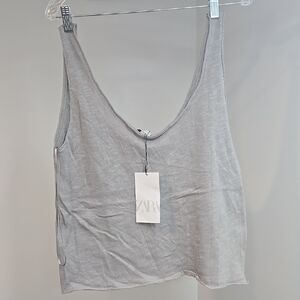Zara Gray Relaxed Crop Tank Top